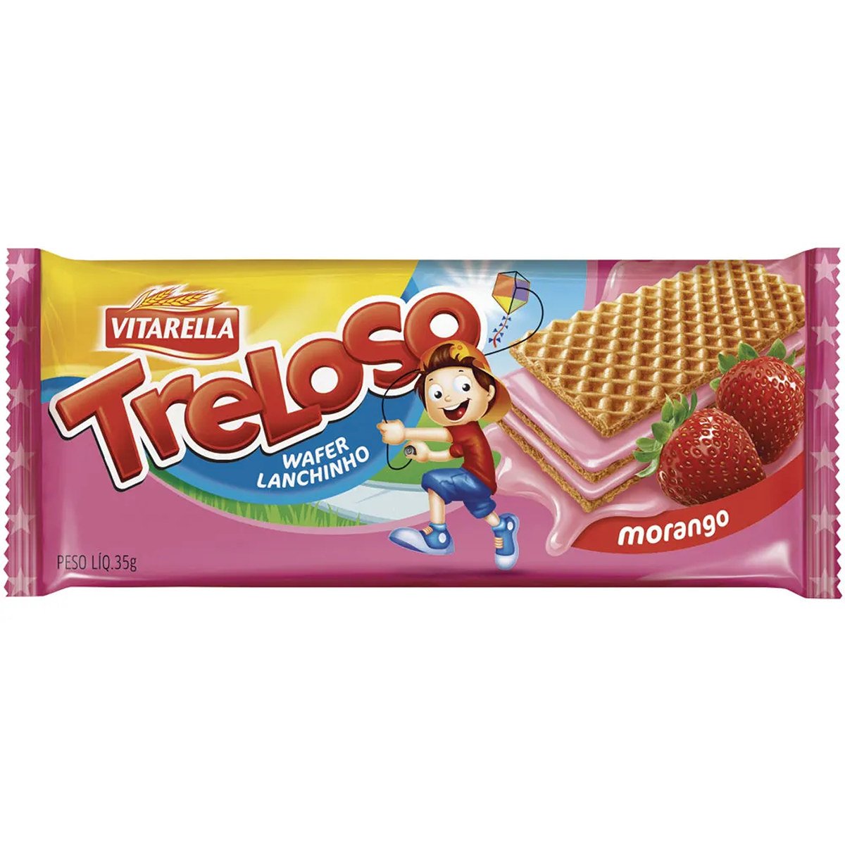 WAFER SABOR MORANGO TRELOSO VITARELA 35G