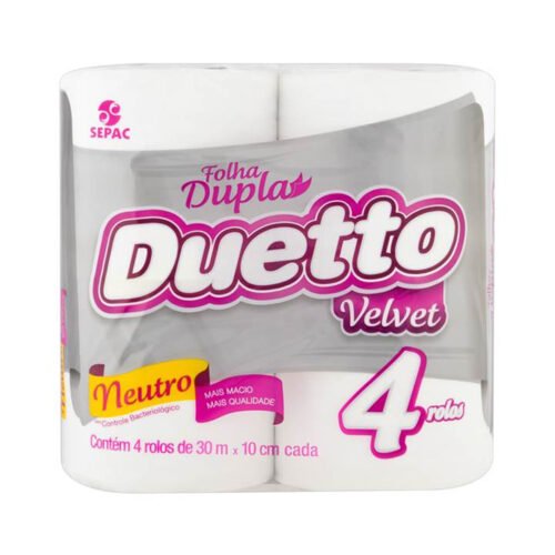 PAPEL HIG. DUETTO VELVET NEUTRO 4 ROLOS